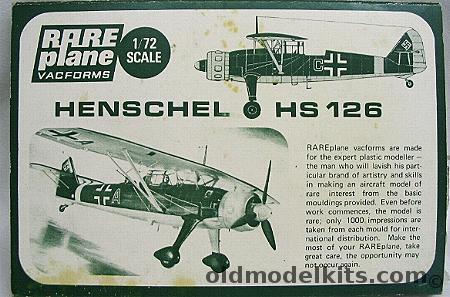 Rareplane 1/72 Henschel HS-126 plastic model kit